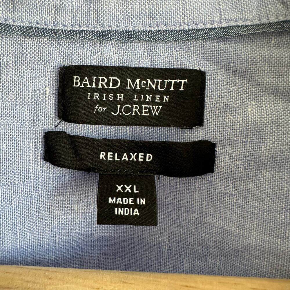 J. Crew Relaxed Fit Short Sleeve Baird McNutt Irish Linen Shirt Blue XXL AY665 - Picture 4 of 12